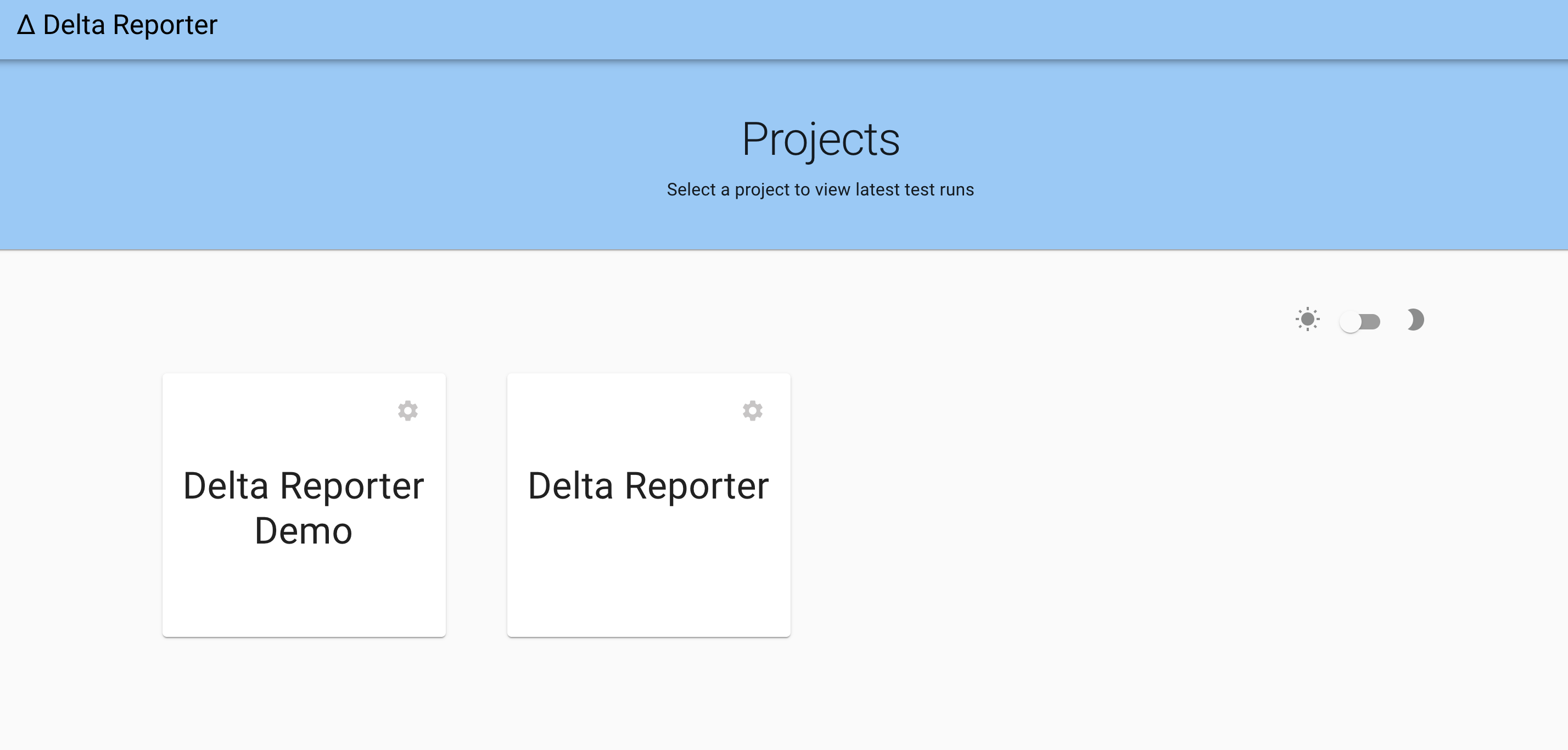 Screenshot of Projects Page